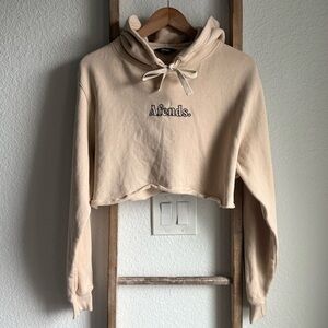 Afends Ivory Raw Hem Cropped Hoodie Sz: 4
